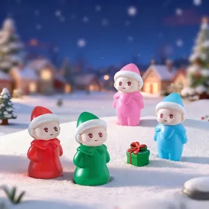 Cute Micro Landscape Miniature Doll Figurine Resin Q Version Character For Snow Scene DIY Decoration Desktop Car Ornament