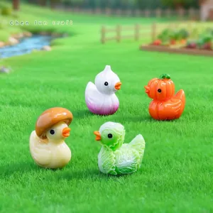 Set of 4 cute vegetable-shaped duck miniatures for micro landscape and garden DIY decor
