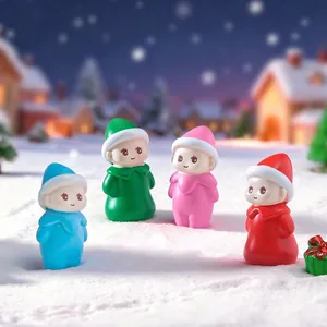Set of 4 cute colorful miniature doll figurines for snowy micro-landscape DIY decoration