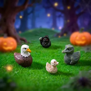 Halloween Miniatur Harz Ente Figuren Weißkopfseeadler Krokodil Tod Totenkopf Mikro Landschaft DIY Garten Deko Schreibtisch Ornament