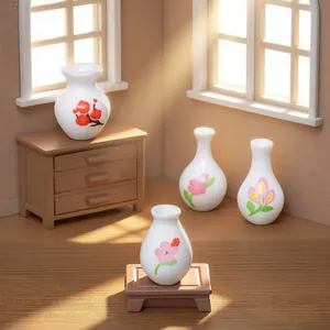 Assorted miniature ceramic flower vases for dollhouse DIY micro-landscape decor