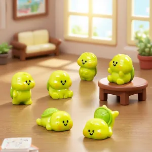 Cute miniature green turtle figurines in various poses for DIY micro-landscape decor.