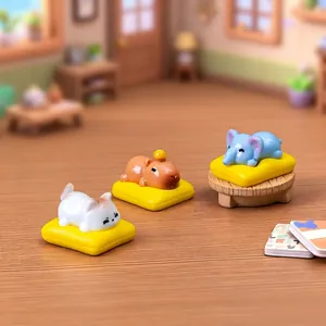 Figuritas de animales en miniatura de resina gato, carpincho y elefante para escritorio