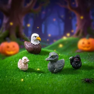 Kreatives Entenfiguren-Set aus Harz mit Weißkopfseeadler und Krokodil