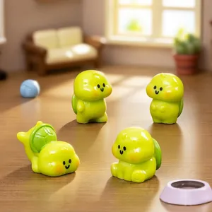 Set of 4 cute mini green turtle figurines for micro-landscape DIY desktop decoration