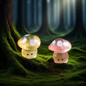 Cute luminous miniature mushrooms for moss micro-landscape and garden DIY fairy decor