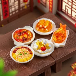 Set of realistic miniature Chinese New Year food models for DIY dollhouse decoration