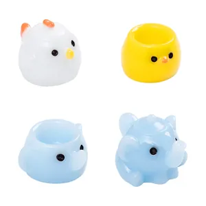 Miniature chick and elephant figurines for DIY micro-landscape decoration, 4-piece set