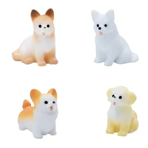 Set of 4 cute miniature dog figurines for DIY dollhouse and micro-landscape decoration