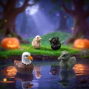 Kreative Halloween-Entenfiguren mit Adler-, Krokodil- und Skelettdesign für DIY-Deko.