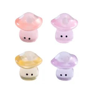 Four cute luminous mini mushroom figurines for micro landscape and garden DIY decoration.