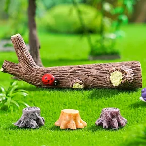 Resin Miniature Tree Stump Figurine Micro Landscape DIY Fairy Garden Accessories Terrarium Ornament For Plant Pot Decoration