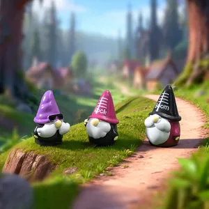Mini statuette di gnomi in stile rock e gothic per giardino e scrivania