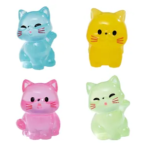 Set of 4 luminous miniature cat figurines for fairy gardens and DIY jewelry crafts