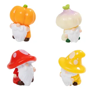 Set of 4 vegetable garden gnome figurines for DIY micro landscape garden decoration