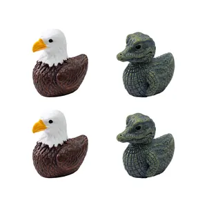 Kreative Miniatur-Hybridfiguren aus Weißkopfseeadler und Krokodil-Ente für DIY-Deko