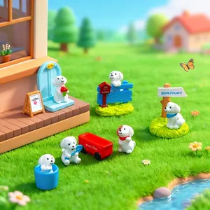 Miniature Cartoon Dog Figurine Resin Puppy Animal Garden Scenery DIY Dollhouse Decoration Landscape Tabletop Ornament Gift