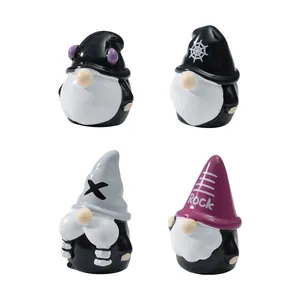 Set di 4 figurine di gnomi in stile gothic rock per decorazioni da scrivania fai-da-te