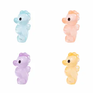 Lot de 4 mini figurines d'hippocampes lumineux colorés pour aquarium et micro paysage DIY