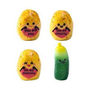 Set of cute mini potato and cucumber vegetable figurines for DIY gardening and desk decoration