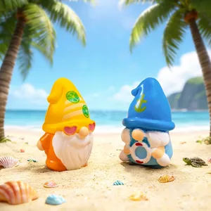 Cute summer beach gnomes figurines for DIY miniature landscape and desk decoration