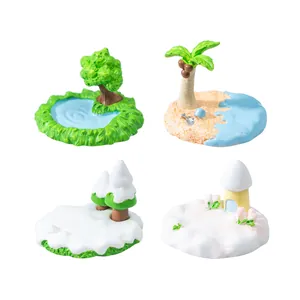 4pcs set miniature landscape bases including pond beach and snowy winter scene models