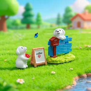Miniature cartoon dog garden figurines for DIY dollhouse desktop decor