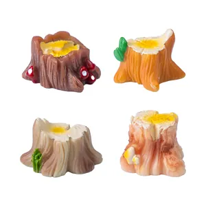 Set of 4 realistic miniature tree stumps for DIY micro-landscape gardening decor