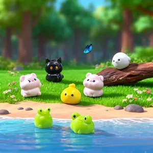 Cute Animal Resin Miniature Figurine Micro Landscape DIY Garden Decoration Accessories Pig Frog Cat Bird Small Ornaments