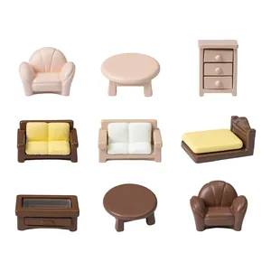 Set di mobili in miniatura per casa delle bambole con divani, armadi e tavoli per decor fai-da-te