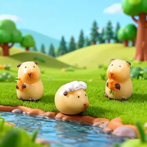 Adorable resin capybara figurines for micro-landscape gardening and DIY desktop decoration