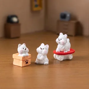 Cute miniature West Highland White Terrier figurines for dollhouse DIY decoration