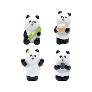 Set of 4 cute miniature panda figurines for DIY micro landscape dollhouse decor