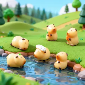 Cute miniature capybara guinea pig resin figurines for garden micro landscape decor