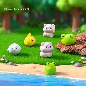 Cute micro-landscape animal figurines including pig frog and chick for DIY garden decor