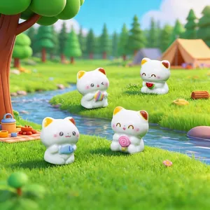Figurines de chat calicot miniatures mignonnes pour la décoration de micro-paysage DIY