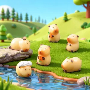 Cute miniature capybara resin figurines for DIY moss micro landscape garden decor