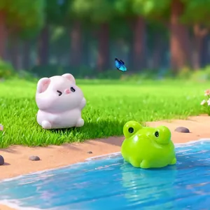 Cute round pig and frog miniatures for DIY garden and micro-landscape decor