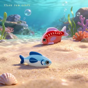 Figurines de poissons de dessin animé en céramique pour aquarium et décoration de bureau