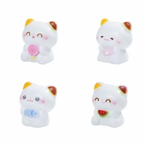 Lot de 4 mini figurines de chat calicot mignonnes pour décoration de jardin DIY