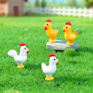 Simpatiche figurine di gallo in resina in miniatura per decorazioni da giardino fai da te
