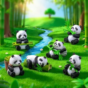 Simpatica Statuina di Panda in Miniatura in PVC per Micro Paesaggi Decorazione Giardino DIY Ornamento da Scrivania