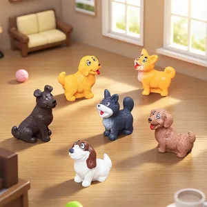 Miniature Realistic Dog Figurines Micro Landscape Ornament Resin Puppy Corgi Husky Golden Retriever Statues Dollhouse Decor