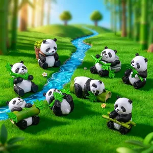 Set di figurine di panda carino per paesaggistica da giardino fai da te e decoro