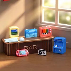 Collection of retro miniature nostalgic electronic appliances for dollhouse decoration