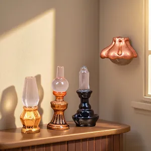 Miniature handmade luminous resin butter lamps and candle lights for dollhouse DIY decor