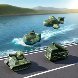 Miniature Military Model Resin Camouflage Tank Fighter Submarine Rocket Truck DIY Micro Landscape Desktop Car Ornament Decor