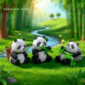 Simpatiche figurine di panda con bambù per decorazioni paesaggistiche fai da te