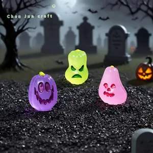 Luminous Halloween miniature pumpkin ghost figurines for DIY garden decor