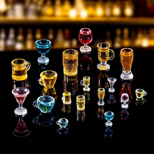 Miniature Resin Simulation Drink Cup Model Tiny Wine Beer Juice Glass For Dollhouse DIY Micro Landscape Decoration Ornaments